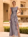 Regal Sheath Scoop Ruffles Floor-Length Mother of the Bride Dress