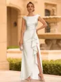 Regal Sheath Scoop Ruffles Floor-Length Mother of the Bride Dress