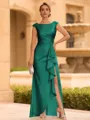 Regal Sheath Scoop Ruffles Floor-Length Mother of the Bride Dress
