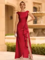 Regal Sheath Scoop Ruffles Floor-Length Mother of the Bride Dress