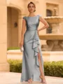 Regal Sheath Scoop Ruffles Floor-Length Mother of the Bride Dress