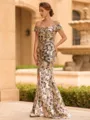 Understated Sheath Off-the-Shoulder Ruffles Floor-Length Corset Mother of the Bride Dress