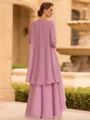 Tasteful A-line Sweetheart 3/4 Sleeves Appliques Lace Asymmetrical Chiffon Mother of the Bride Dress