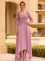 Tasteful A-line Sweetheart 3/4 Sleeves Appliques Lace Asymmetrical Chiffon Mother of the Bride Dress
