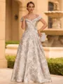Stunning A-line Off-the-Shoulder Floor-Length Corset Mother of the Bride Dress