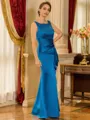 Charming Sheath Scoop Ruffles Floor-Length Satin Mother of the Bride Dress