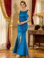 Charming Sheath Scoop Ruffles Floor-Length Satin Mother of the Bride Dress