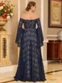 Classy A-line Off-the-Shoulder Long Sleeves Floor-Length Lace Corset Mother of the Bride Dress