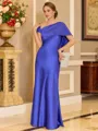 Refined Sheath Short Sleeves Floor-Length Charmeuse Corset Mother of the Bride Dress