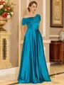 Chic A-line Short Sleeves Floor-Length Charmeuse Mother of the Bride Dress
