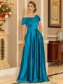 Chic A-line Short Sleeves Floor-Length Charmeuse Mother of the Bride Dress