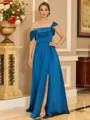 Glamorous A-line Floor-Length Satin Corset Mother of the Bride Dress