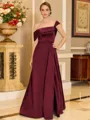 Glamorous A-line Floor-Length Satin Corset Mother of the Bride Dress