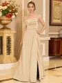 Glamorous A-line Floor-Length Satin Corset Mother of the Bride Dress