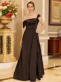 Glamorous A-line Floor-Length Satin Corset Mother of the Bride Dress