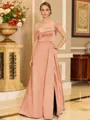 Glamorous A-line Floor-Length Satin Corset Mother of the Bride Dress