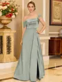 Glamorous A-line Floor-Length Satin Corset Mother of the Bride Dress
