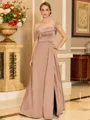 Glamorous A-line Floor-Length Satin Corset Mother of the Bride Dress