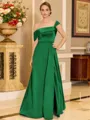 Glamorous A-line Floor-Length Satin Corset Mother of the Bride Dress