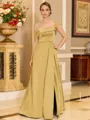 Glamorous A-line Floor-Length Satin Corset Mother of the Bride Dress