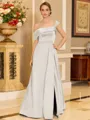 Glamorous A-line Floor-Length Satin Corset Mother of the Bride Dress
