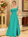 Glamorous A-line Floor-Length Satin Corset Mother of the Bride Dress