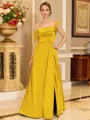Glamorous A-line Floor-Length Satin Corset Mother of the Bride Dress