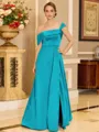 Glamorous A-line Floor-Length Satin Corset Mother of the Bride Dress