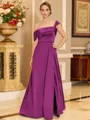 Glamorous A-line Floor-Length Satin Corset Mother of the Bride Dress