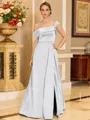 Glamorous A-line Floor-Length Satin Corset Mother of the Bride Dress