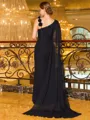 Modest Sheath Straps Flower Floor-Length Chiffon Corset Mother of the Bride Dress