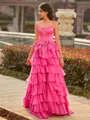 Fashion A-line Straight Bow Sweep Train 30D Chiffon Corset Prom Dress