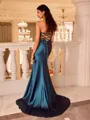 Hot Sheath Sweetheart Pleated Sweep Train Silk Like Satin Corset Prom Dress