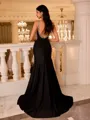Opulent Sheath V-Neck Bow Sweep Train Jersey Prom Dress
