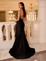 Opulent Sheath V-Neck Bow Sweep Train Jersey Prom Dress
