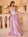 Exquisite A-line Sweetheart Beading Floor-Length Silk like Satin Prom Dress