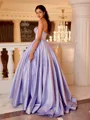 Breathtaking Ball-Gown Sweetheart Rhinestone Sweep Train Satin Corset Prom Dress