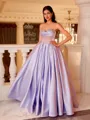 Breathtaking Ball-Gown Sweetheart Rhinestone Sweep Train Satin Corset Prom Dress