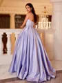 Breathtaking Ball-Gown Sweetheart Rhinestone Sweep Train Satin Corset Prom Dress