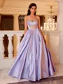 Breathtaking Ball-Gown Sweetheart Rhinestone Sweep Train Satin Corset Prom Dress