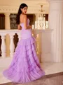 Gorgeous Sheath Sweetheart Cascading Ruffles Sweep Train Tulle Prom Dress