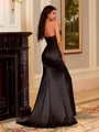 Captivating Sheath Sweetheart Appliques Lace Sweep Train Silk like Satin Corset Prom Dress
