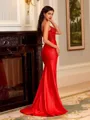 Striking Sheath V-Neck Appliques Lace Sweep Train Corset Prom Dress