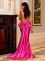 Splendiferous Sheath Straps Bow Sweep Train Corset Prom Dress