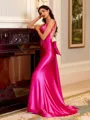 Splendiferous Sheath Straps Bow Sweep Train Corset Prom Dress