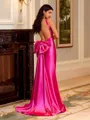 Splendiferous Sheath Straps Bow Sweep Train Corset Prom Dress
