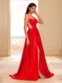 Stunning A-line Sweetheart Pleated Floor-Length Corset Prom Dress