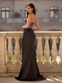 Glam Sheath Straight Appliques Lace Sweep Train Silk Like Satin Prom Dress