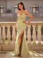 Pretty Sheath Sweetheart Appliques Lace Court Train Lace Corset Prom Dress