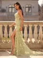 Pretty Sheath Sweetheart Appliques Lace Court Train Lace Corset Prom Dress